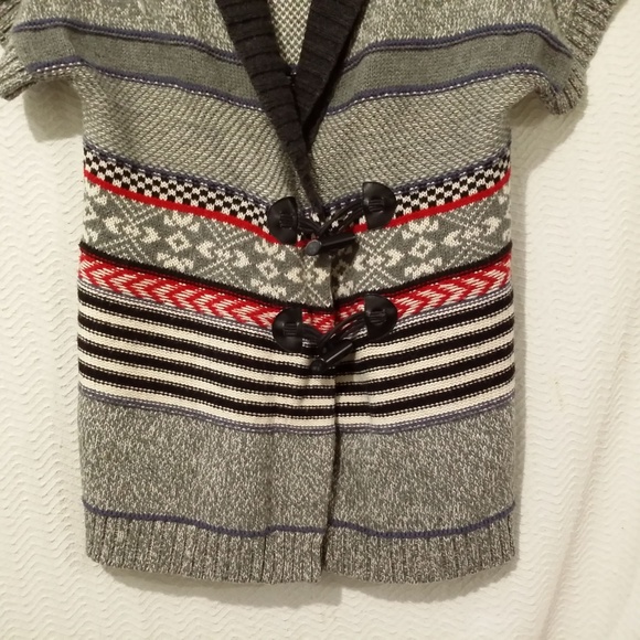 TOMMY HILFIGER  GREY MULTICOLOR SWEATER CARDIGAN S - Picture 4 of 8